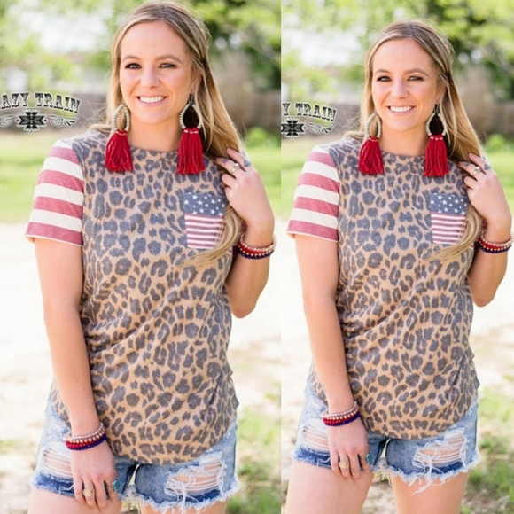 Crazy Train Leopard Stripe Top - Picture 2 of 2